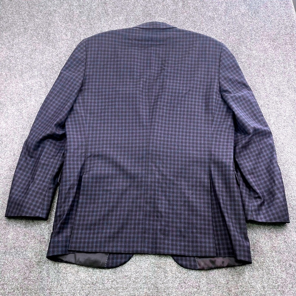 Peter Millar Mens 44L Wool Cashmere Blazer Sport Coat Navy Blue Gingham Check - Picture 2 of 8